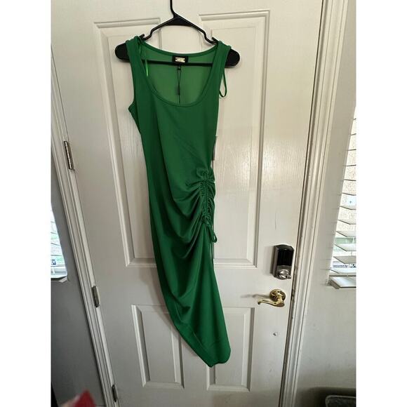 NWT Alexia Admor Green Danika Ruched Side Slit Bodycon Day Dress Size Small - Picture 2 of 8